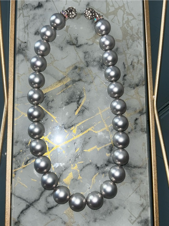 Jewelry - Classic Silver Pearl Necklace Crystal Rhinestone Clasp Vintage Large
